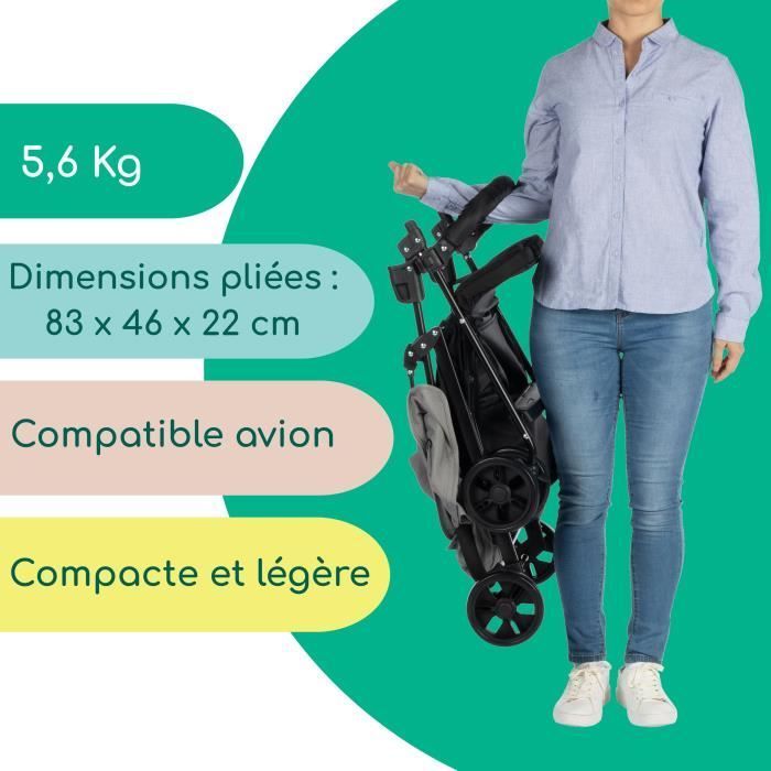 BEBECONFORT FOGGY Poussette canne compacte, légère , dès la naissance, jusqu'à 15 kg, position allongée, Tinted Gray