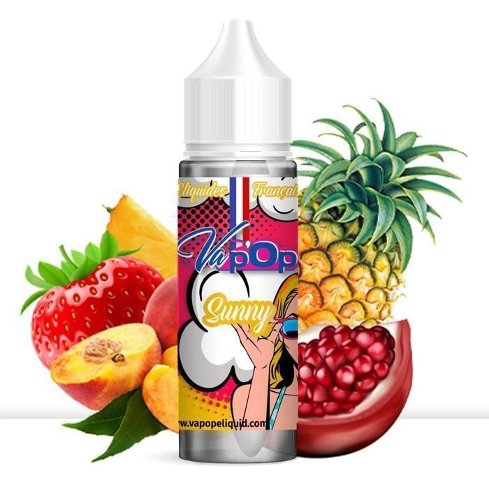 Liquido per sigaretta elettronica - SUNNY - GRENADINA PESCA FRAGOLA ANANAS - 50MPGV/50VG - 0mg/ml - 50ml