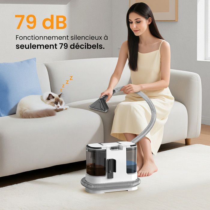 Portable stain remover - 800W/17 Kpa/1.5M hose - 5M power cord - 1.8L/1.3L tank - Fabric sofa cleaner