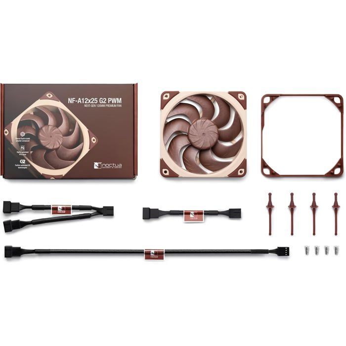 Ventola silenziosa per PC da 120 mm - STAMPATA - NF-A12X25 G2 PWM - 120x25 mm - 4 pin - da 360 a 1800 RPM