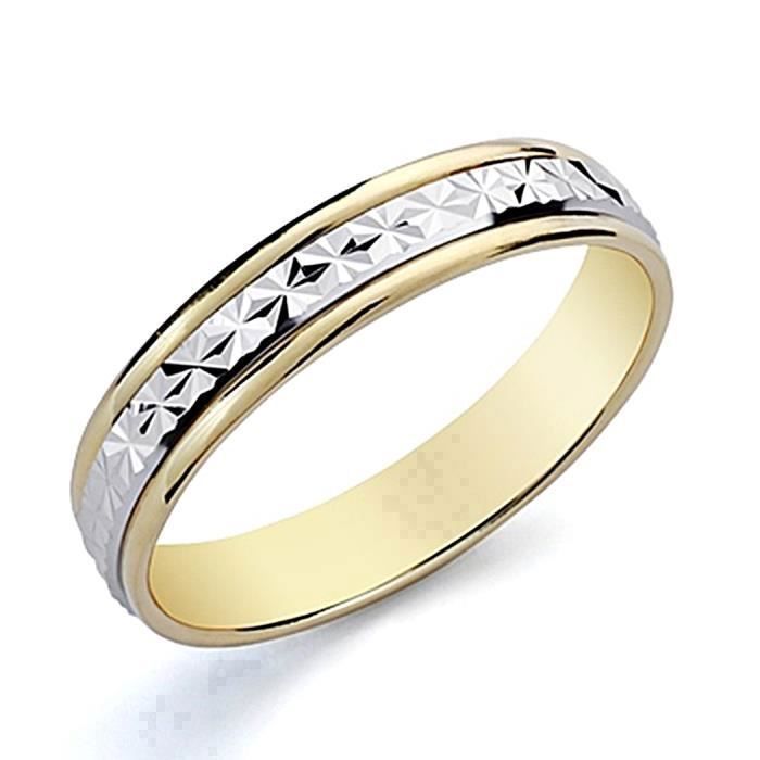 18K Bicolor Gold Alliance Band, 4 mm Wide. Glossy Center Detail - Size: 24