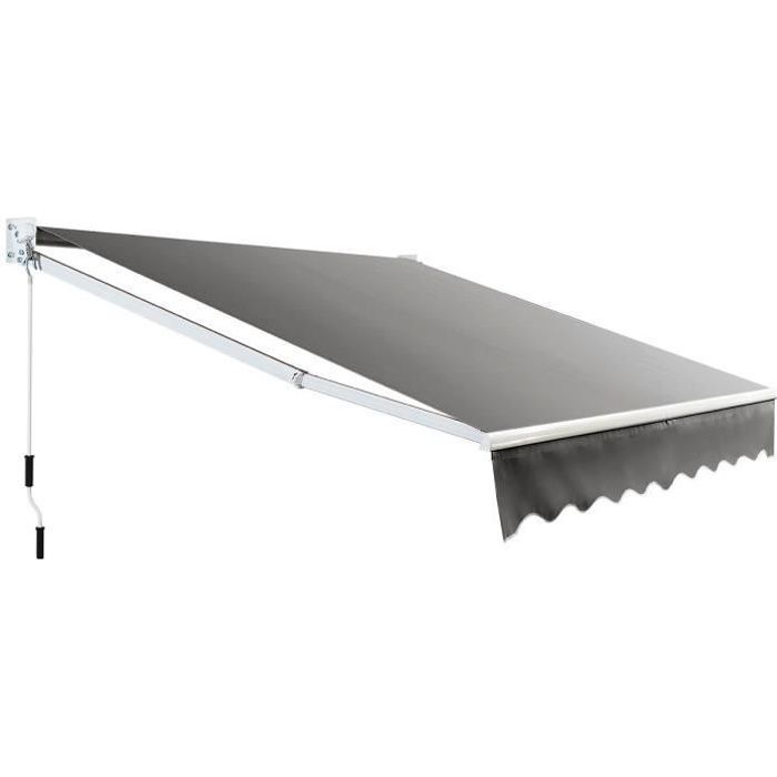 Toldo retráctil manual COSTWAY 295x250CM Ángulo ajustable 40°-100° No requiere perforación Metal y tela para ventana/balcón/jardín Gris