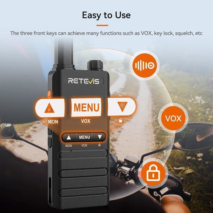 Retevis B63B Walkie Talkie, 15mm Slim and Lightweight, 1620mAh, Type C, VOX, Emergency Alarm, Walkie Talkie for Outdoor Family Use