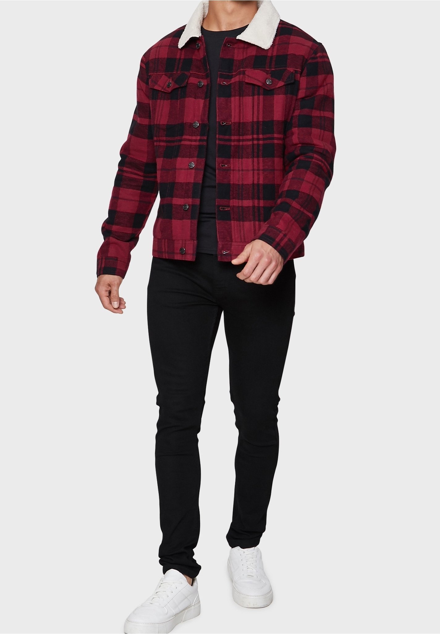 Giacca di jeans consumata - rossa