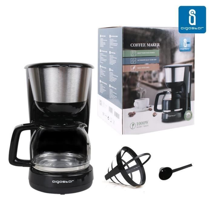 Aigostar Chocolate 30HIK - Cafetière à filtre 0% BPA, 1.25 L, 1000W. Filtre permanent, fonction maintien au chaud. Design exclusif.