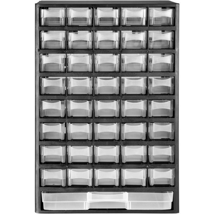 Caja de almacenamiento - TECTAKE - Juego de 2 unidades de almacenamiento con cierre de rosca y 41 cajones transparentes extraíbles y apilables - Negro/Blanco