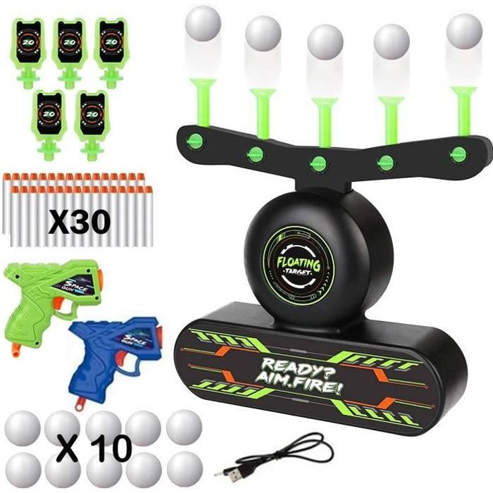 Elektrisch zwevend doelwit - Nerf schietspel - 1 doelwit - 2 blasters - 10 zwevende balletjes