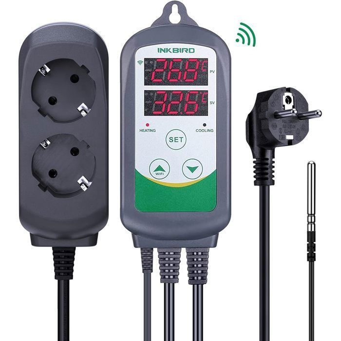 Termostato inteligente ITC-308-WIFI para calefacción y refrigeración, regulador de temperatura con 2 relés y sonda TPE, INKBIRD