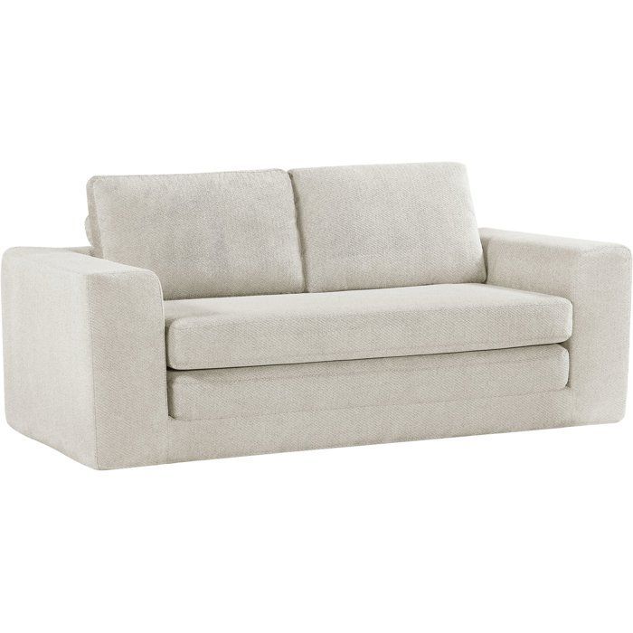Sofá cama convertible de 3 plazas - BERTILLE - Tejido color crema beige - 200 x 98 x 90 cm
