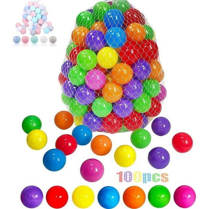 Palline per piscina di palline - 100 palline resistenti allo schiacciamento - 7 colori vivaci - Per piscine di palline, tende e decorazioni per feste