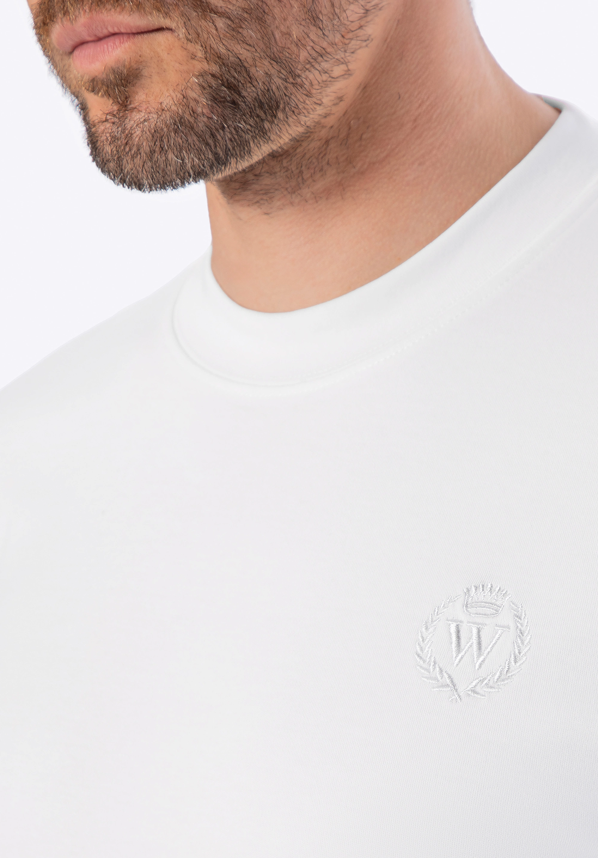 T-shirt męski z bawełny złamana biel